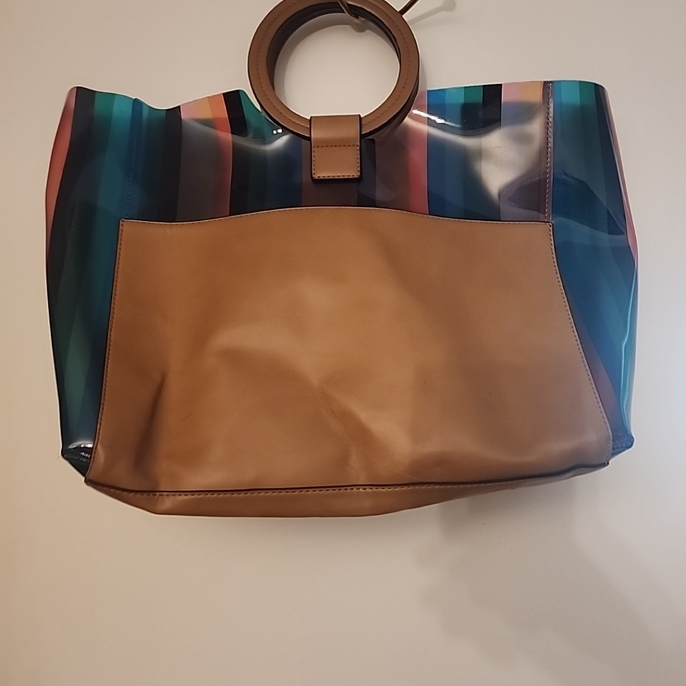 Vince Camuto PVC/ Leather Top Handle Tote Handbag